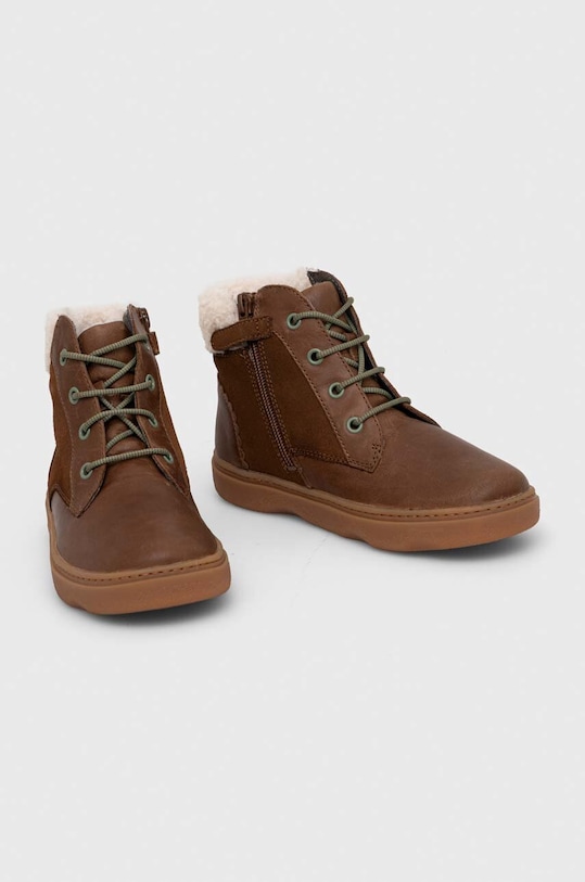 Camper buty zimowe skórzane dziecięce Kiddo Kids K900280.28.38 brązowy AW23