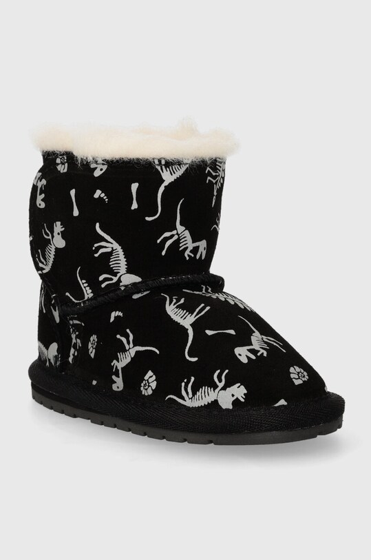 Emu Australia pantofi din piele intoarsa pentru bebe Toddle Reflective Dino B12966.Toddle.Reflectiv negru AW23