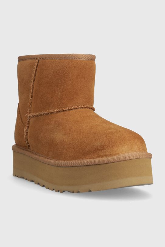 UGG śniegowce zamszowe dziecięce CLASSIC MINI PLATFORM 1143700K beżowy AW24