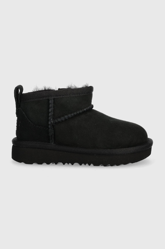 UGG śniegowce zamszowe dziecięce T CLASSIC ULTRA MINI ocieplane czarny 1130750T
