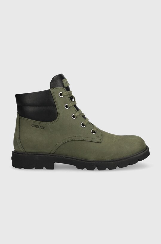 Geox ghete de iarna pentru copii din piele J16FAB 032BC J SHAYLAX cu snur verde J16FAB.032BC.36.41