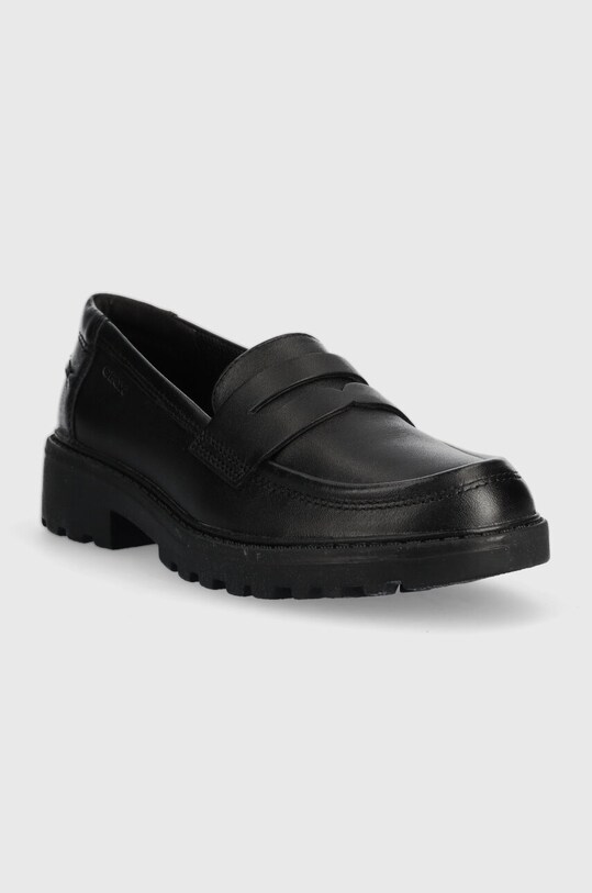 Geox mocasini din piele pentru copii J3620C.00043.32.35 negru AW23