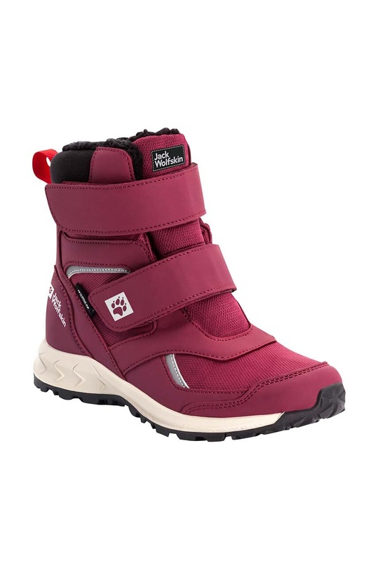 Chłopiec Jack Wolfskin buty zimowe dziecięce WOODLAND WT TEXAPORE HIGH VC 4054001 bordowy