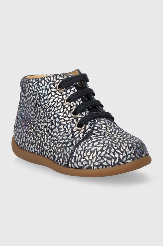 Pom D'api pantofi din piele intoarsa pentru copii STAND-UP BOTTINE P1ACDX0411.19.23 argintiu AW23