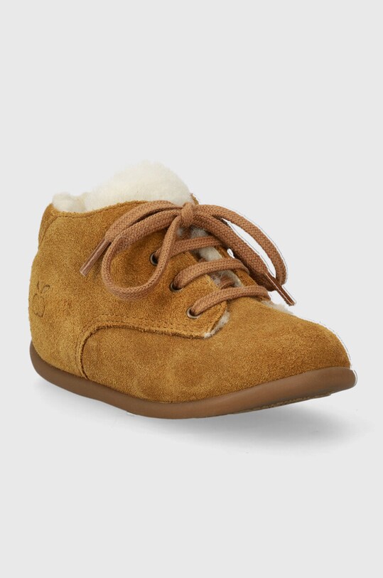 Pom D'api pantofi din piele intoarsa pentru copii STAND-UP DERBY FUR P1AHDO0401.19.23 maro AW23