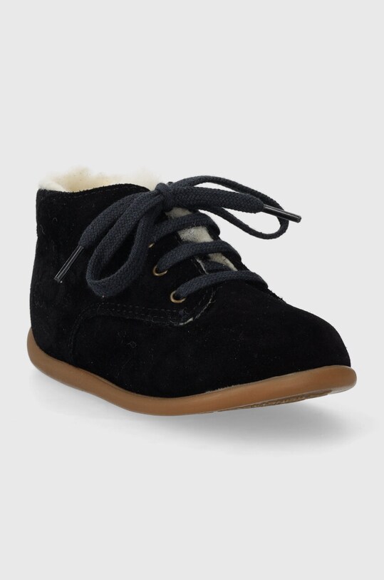 Детские замшевые полуботинки Pom D'api STAND-UP DERBY FUR P1AHDZ0403.19.23 тёмно-синий AW23