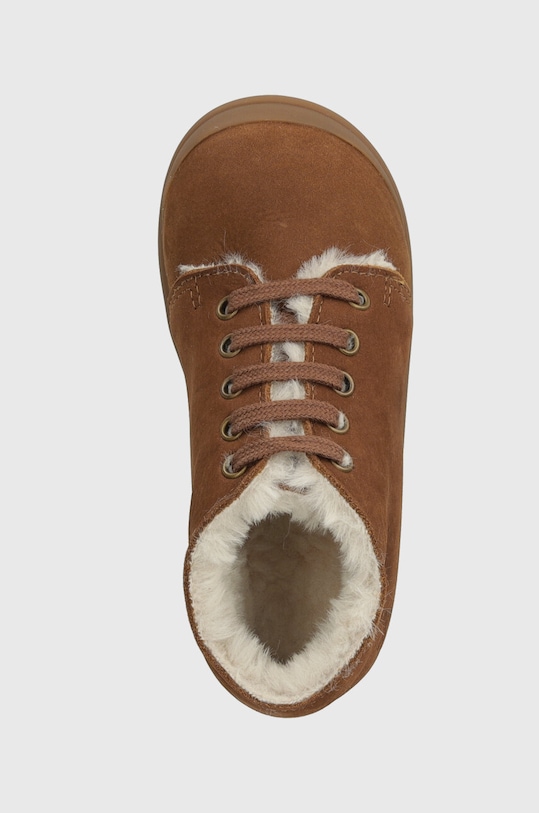 Dječje polucipele od brušene kože Pom D'api FLEX-UP BOTTINE FUR smeđa P1BBCG0402.24.25