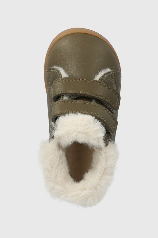 Παιδικές δερμάτινες χειμερινές μπότες Pom D'api FLEX-UP EASY FUR πράσινο P1BEBN0401.19.23