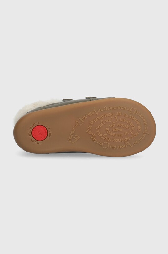 Детские кожаные зимние ботинки Pom D'api FLEX-UP EASY FUR P1BEBN0401.24.25 зелёный