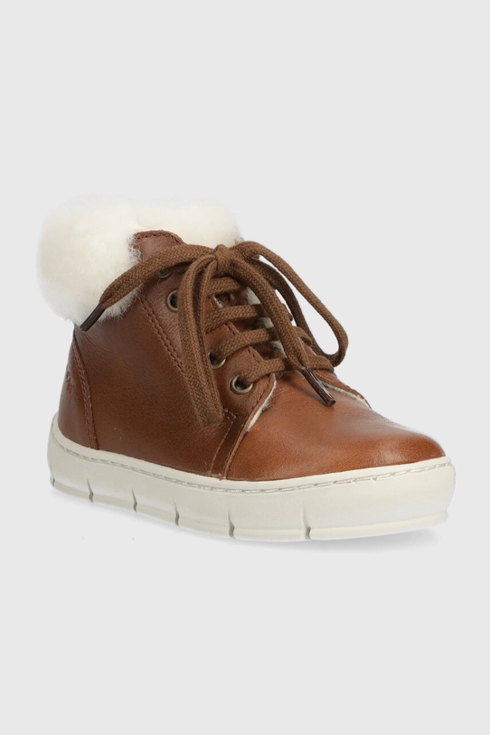 Pom D'api buty zimowe skórzane dziecięce START TOP FUR P1CCAP04R1.24.27 brązowy AW23