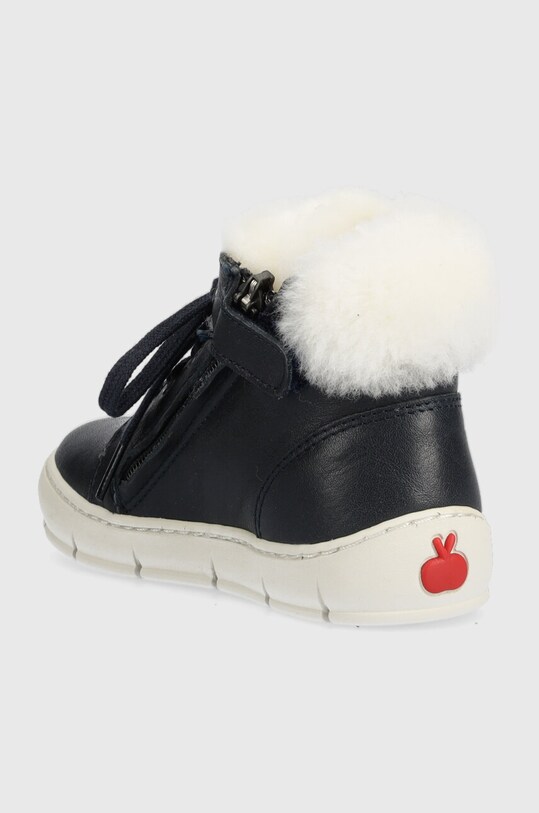 Мальчик Детские кожаные зимние ботинки Pom D'api START TOP FUR P1CCAP04R2.24.27 тёмно-синий