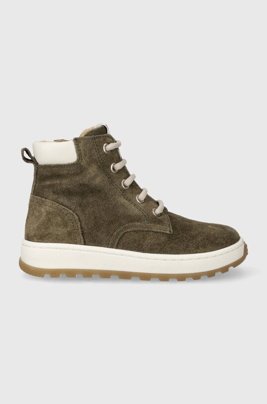 Дитячі замшеві туфлі Pom D'api FLOW BOOTS зелений P1QPEI0401.24.27