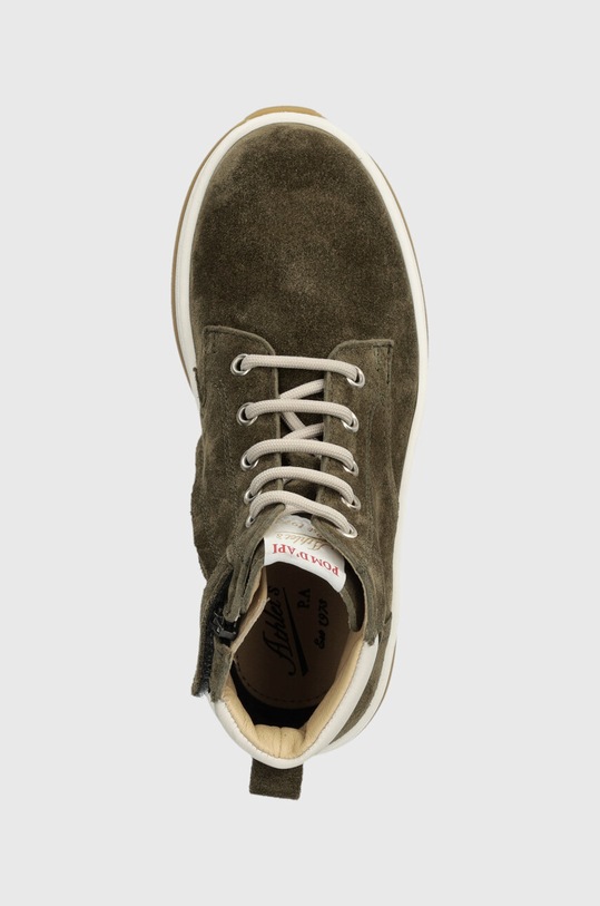 Pom D'api półbuty zamszowe dziecięce FLOW BOOTS zielony P1QPEI0401.31.34