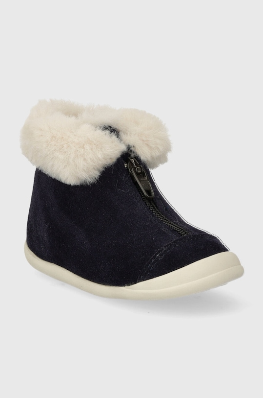 Detské zimné semišové topánky Pom D'api SWEET ZIP FUR P1VBDO0402.19.23 tmavomodrá AW23