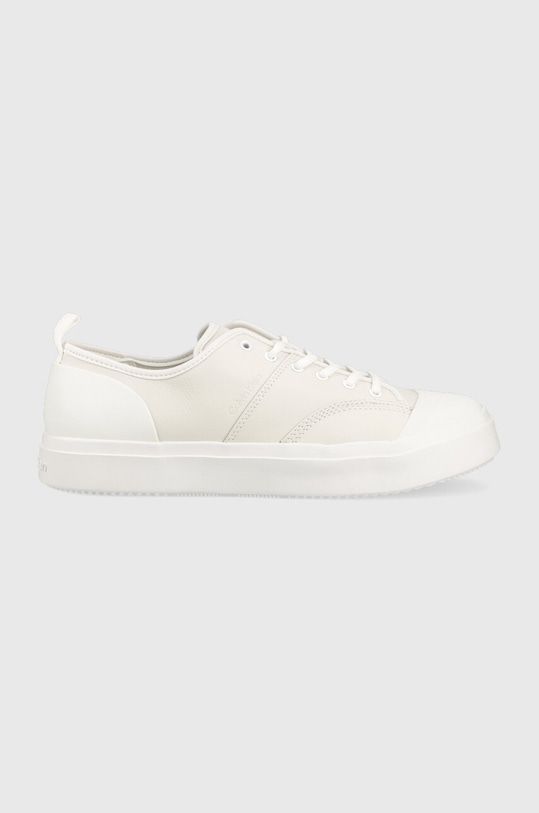 Calvin Klein sneakersy skórzane LOW TOP LACE UP LTH niska biały HM0HM01045