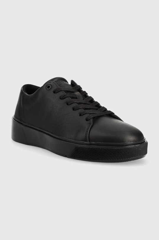 Kožené tenisky Calvin Klein LOW LACE UP LTH MONO HM0HM01236 čierna AW23