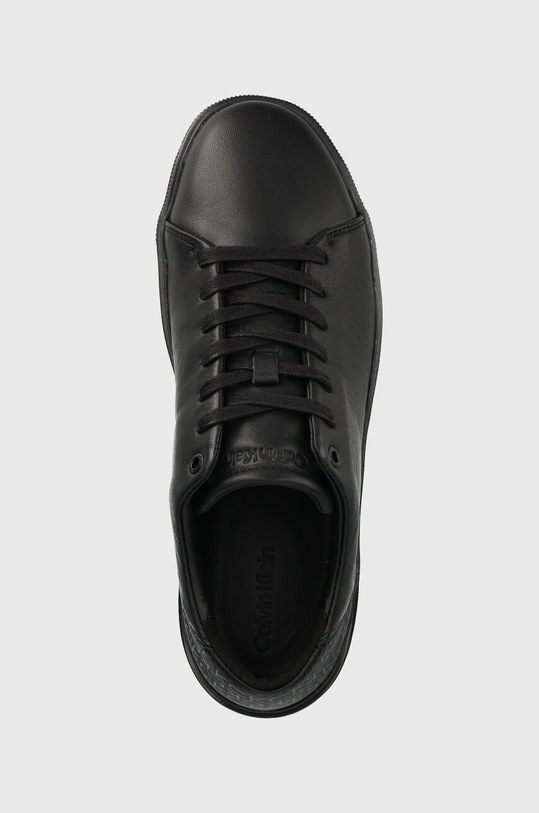 Kožené tenisky Calvin Klein LOW LACE UP LTH MONO čierna HM0HM01236
