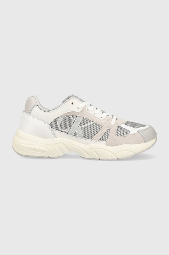 Tenisky Calvin Klein Jeans RETRO TENNIS LACEUP přírodní kůže šedá YM0YM00696