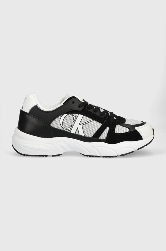 Calvin Klein Jeans sneakers RETRO TENNIS LACEUP pelle fiore nero YM0YM00696