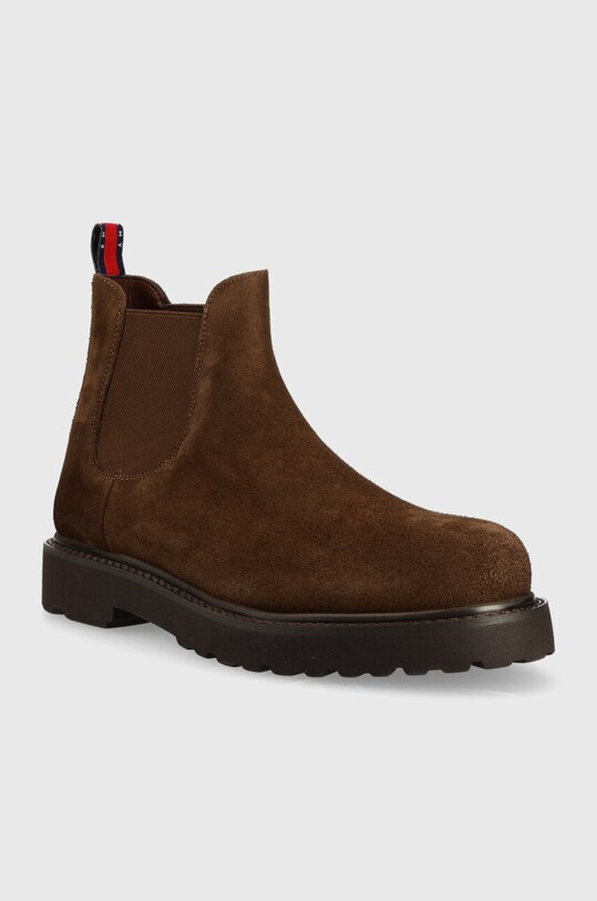 Замшеві черевики Tommy Jeans TJM CHELSEA HIGH BOOT EM0EM01205 коричневий AW23