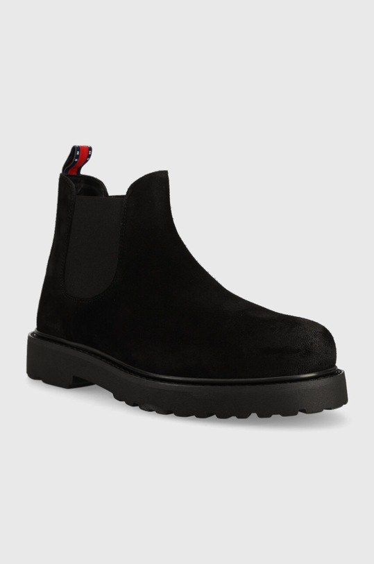 Tommy Jeans botine din piele intoarsa TJM CHELSEA HIGH BOOT EM0EM01205 negru AW23