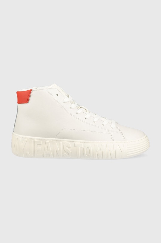 Δερμάτινα ελαφριά παπούτσια Tommy Jeans TJM OUTSOLE MID CUT Planet friendly λευκό EM0EM01218