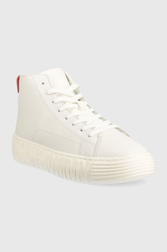 Δερμάτινα ελαφριά παπούτσια Tommy Jeans TJM OUTSOLE MID CUT EM0EM01218 λευκό AW23