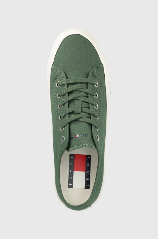 Tenisky Tommy Jeans CANVAS SNEAKER zelená EM0EM01299