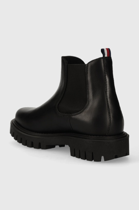 Obuwie Tommy Hilfiger sztyblety skórzane PREMIUM CASUAL CHUNKY LTH CHELS FM0FM04755 czarny
