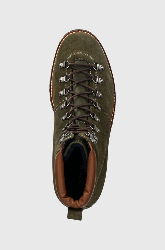 Tommy Hilfiger workery zamszowe HILFIGER W MIX SUEDE HOOKS BOOT zielony FM0FM04764
