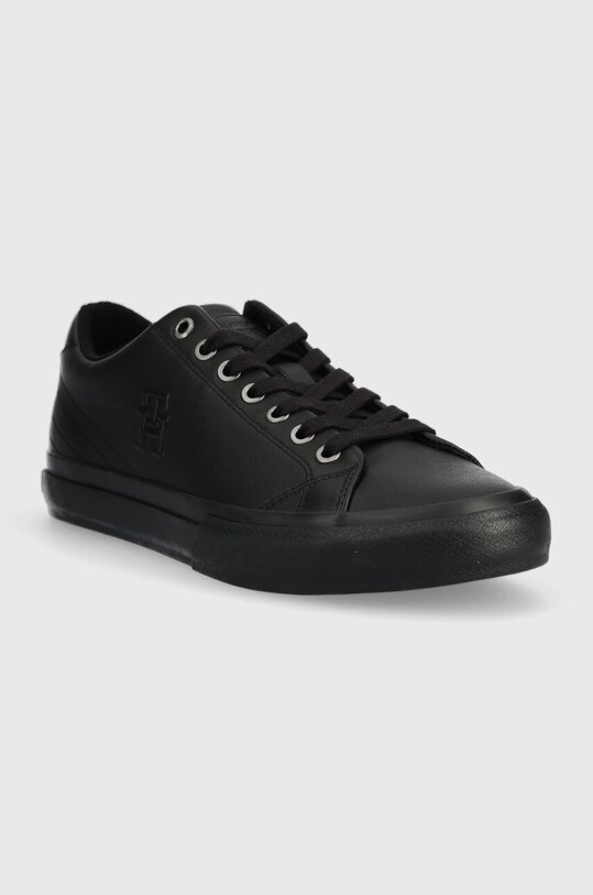 Tommy Hilfiger sneakersy skórzane TH HI VULC STREET LOW LTH MONO FM0FM04780 czarny AW23