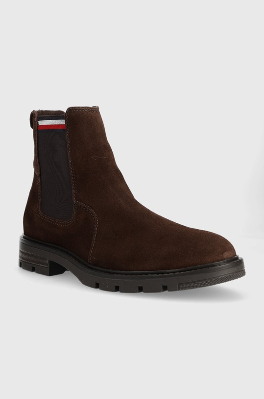Tommy Hilfiger sztyblety zamszowe CORPOARTE HILFIGER SUEDE CHELSEA FM0FM04803 brązowy AW23