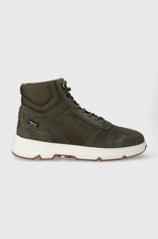 Tenisky Tommy Hilfiger CORE W MIX CORDURA HYBRID BOOT semišová kůže zelená FM0FM04807