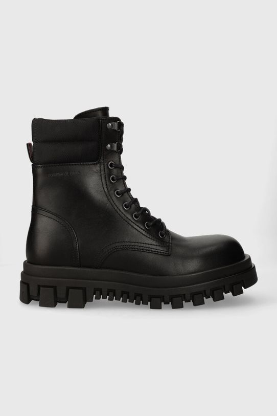 Tommy Jeans workery skórzane TJM ELEVATED OUTSOLE BOOT skóra licowa czarny EM0EM01251