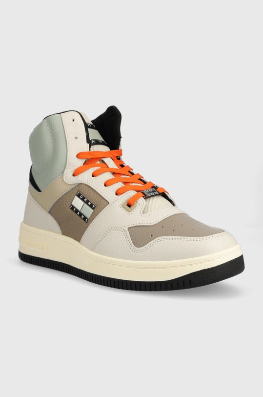 Tommy Jeans sneakersy skórzane TJM BASKET MID LEATHER EM0EM01258 beżowy AW23