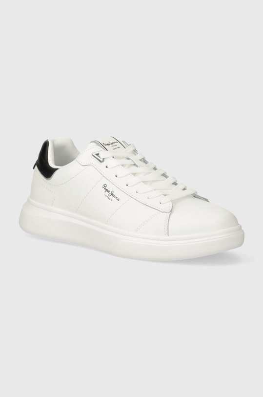 Pepe Jeans sneakers din piele EATON BASIC mic de statură alb PMS30981