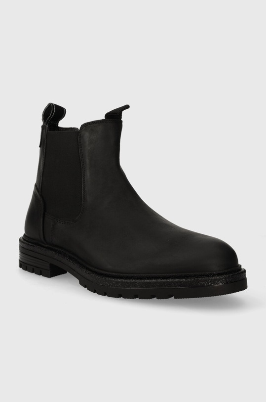 Pepe Jeans ghete chelsea de piele LOGAN CHELSEA PMS50238 negru AW23