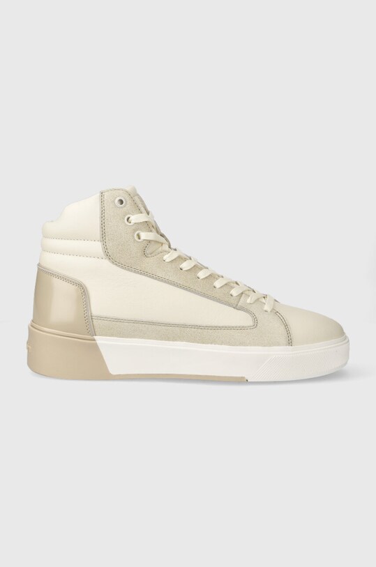 Шкіряні кросівки Calvin Klein HIGH TOP LACE UP INV STITCH висока бежевий HM0HM01164