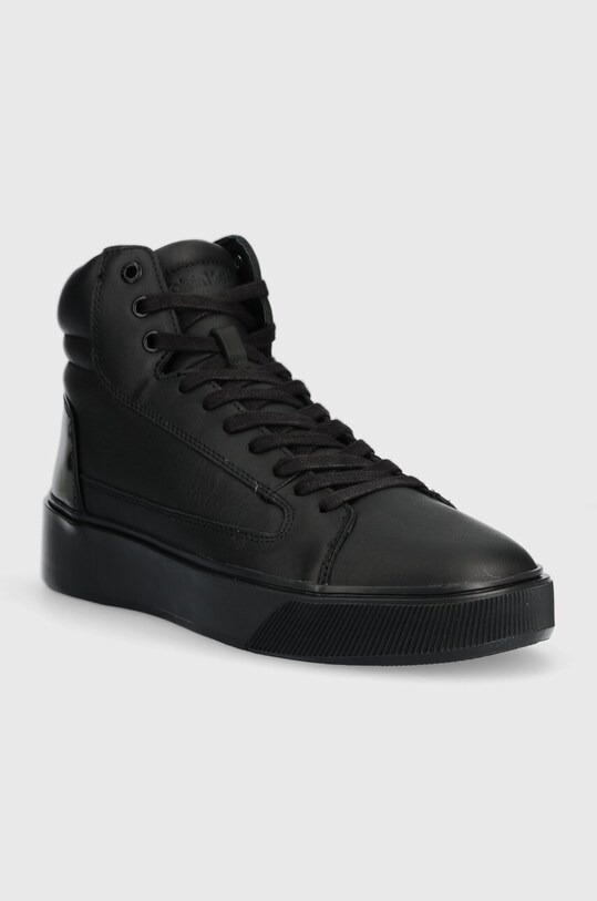 Kožené tenisky Calvin Klein HIGH TOP LACE UP INV STITCH HM0HM01164 čierna AW23