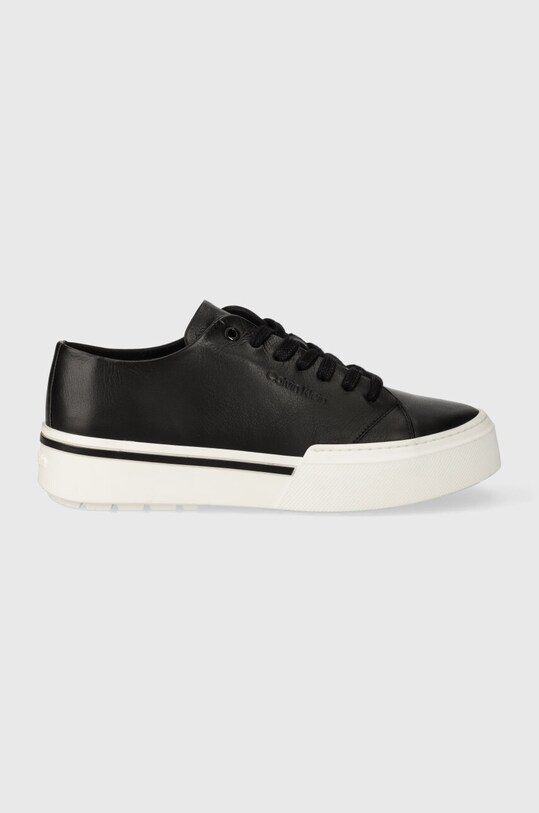 Kožené tenisky Calvin Klein LOW TOP LACE UP Planet friendly čierna HM0HM01177