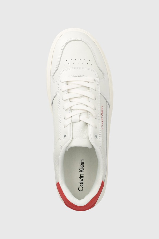 Kožené tenisky Calvin Klein LOW TOP LACE UP BSKT bílá HM0HM01254