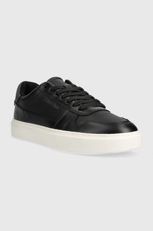 Δερμάτινα αθλητικά παπούτσια Calvin Klein LOW TOP LACE UP BSKT HM0HM01254 μαύρο AW23