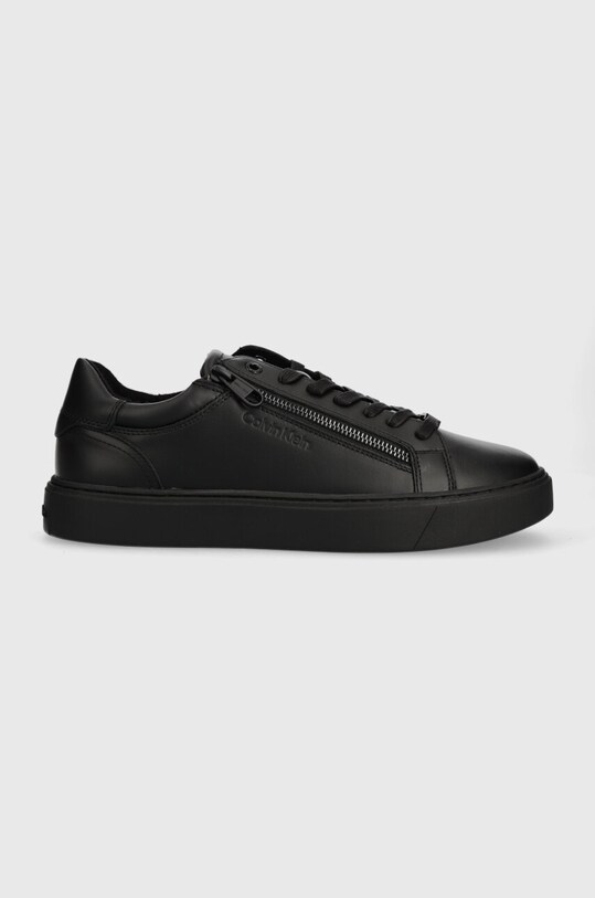 Δερμάτινα αθλητικά παπούτσια Calvin Klein LOW TOP LACE UP W/ZIP RUBB μικρό μαύρο HM0HM01268