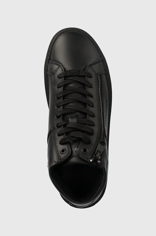 Δερμάτινα αθλητικά παπούτσια Calvin Klein HIGH TOP LACE UP W/ZIP RUBB μαύρο HM0HM01269