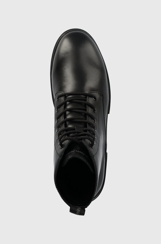 Шкіряні черевики Calvin Klein Jeans TRANSP COMBAT MID LACEUP LTH чорний YM0YM00755