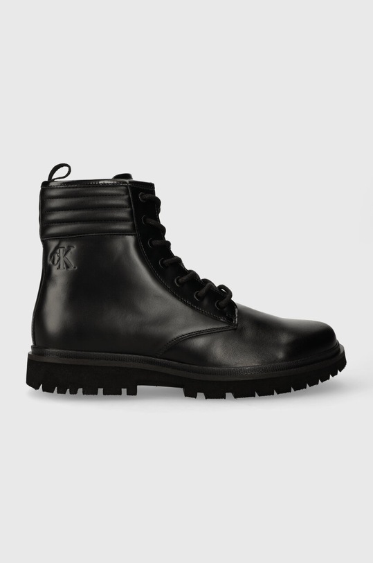 Kožené trapery Calvin Klein Jeans EVA MID LACEUP BOOT LTH casual černá YM0YM00837