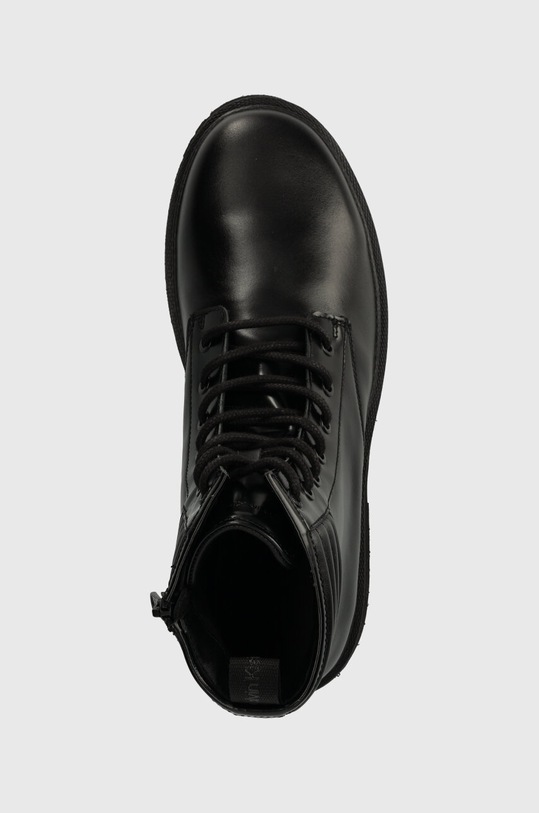 Kožené trapery Calvin Klein Jeans EVA MID LACEUP BOOT LTH černá YM0YM00837