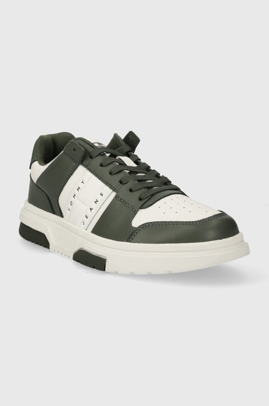 Tommy Jeans sneakersy skórzane TJM LEATHER CUPSOLE 2.0 EM0EM01283 zielony AW23