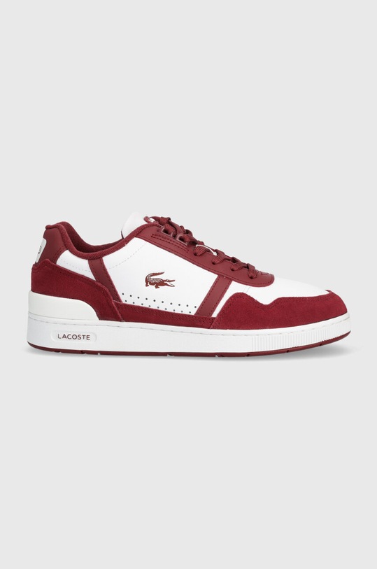 Шкіряні кросівки Lacoste Graphic Print T-Clip замша бордо 46SMA0070