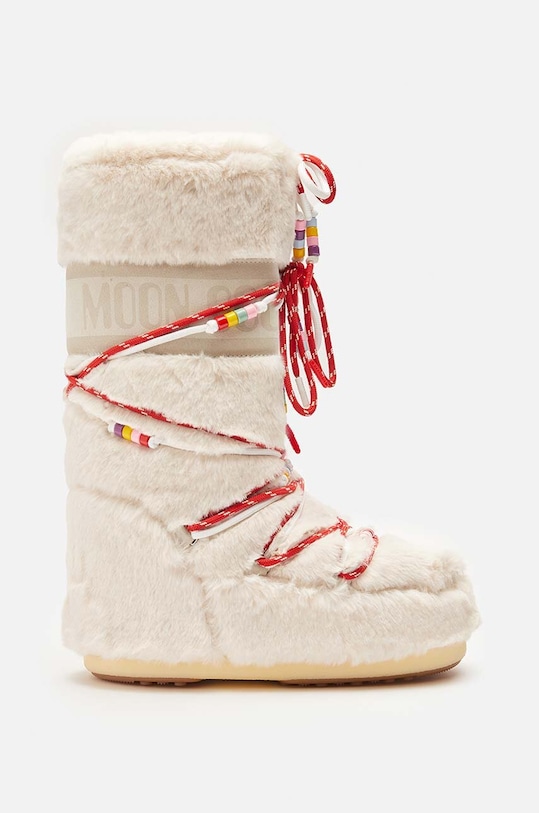 Moon Boot śniegowce Icon Faux Fur tekstylny beżowy 14089900.001